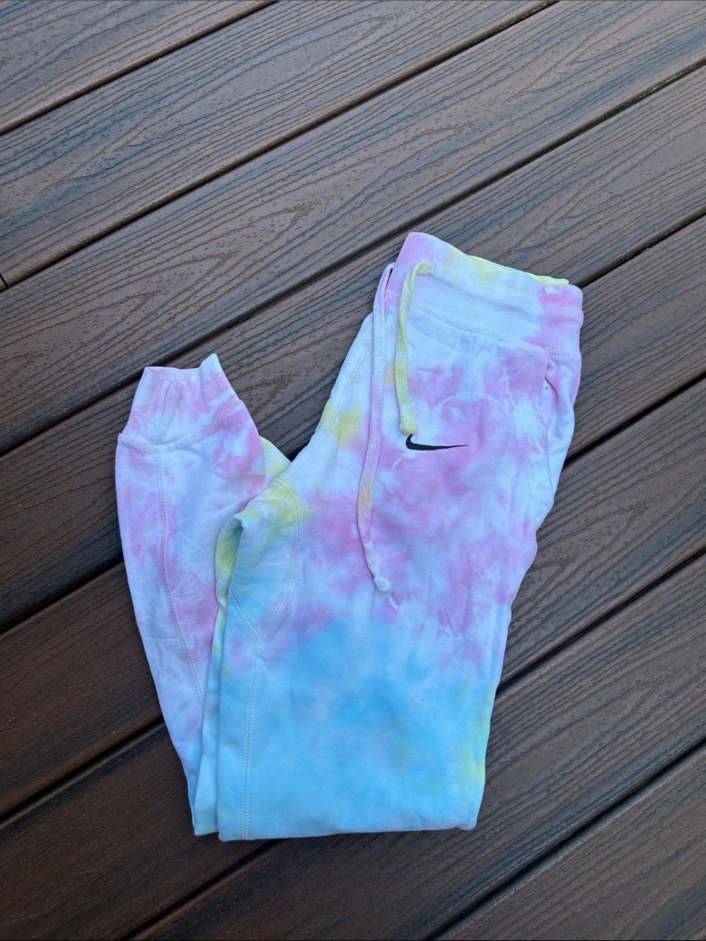 Nike Inspired Tie-Dye Joggers - Pastel Pink, Blue & Yellow